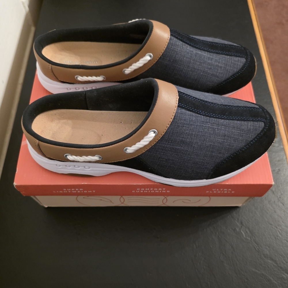 NIB Easy Spirit Travelport 19 Womens Size 12W Nautical Clog Walking Sneakers